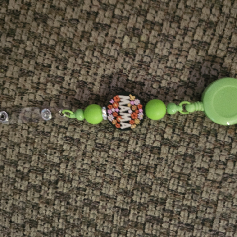 Green Beaded Kids Pacifier Clip